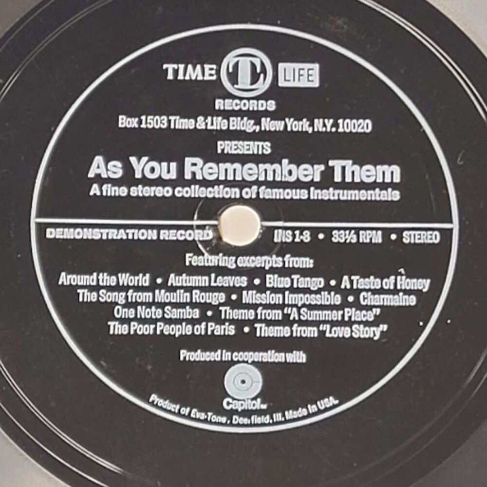 Eva Tone Flexi-Disc Time Life Promo As You Remember Them 7" Demo 33 RPM 1972